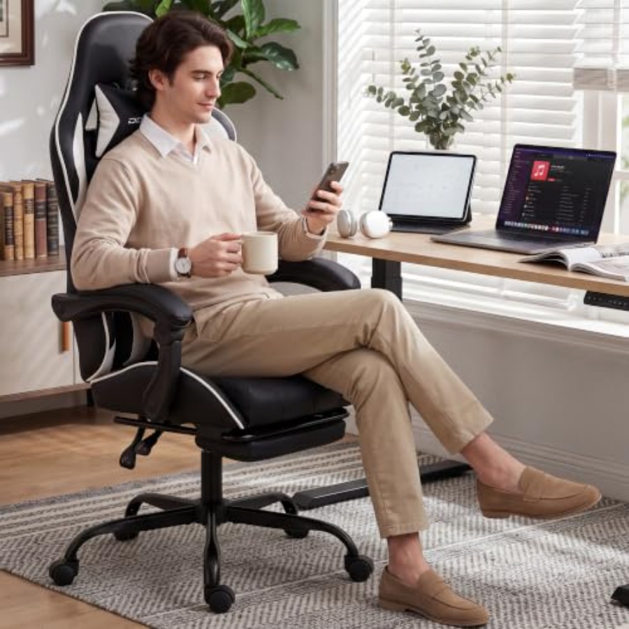 كرسي ألعاب مع مسند للقدمين، كر - مراجعة Ergonomic Office Chair وسعره