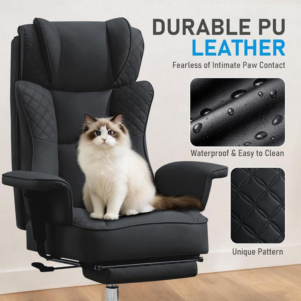 كرسي مكتب كبير الحجم، كرسي جلد - مراجعة Ergonomic Office Chair وسعره